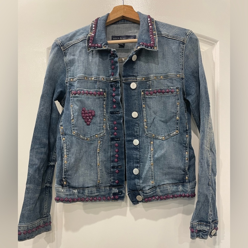 Rock & Republic Distressed/Studded Jean Jacket